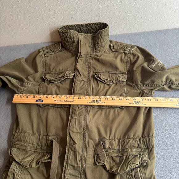 Abercrombie Fitch Military Jacket Womens L? No Size Tag Green Utility Full Zip - Picture 12 of 15